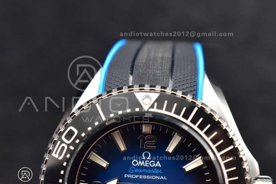 6000M Ceramic SS Black on 1:1 Bezel TF Blue Black Best Edition Deep A2824 Dial Ultra Seamaster Rubber Strap 1220